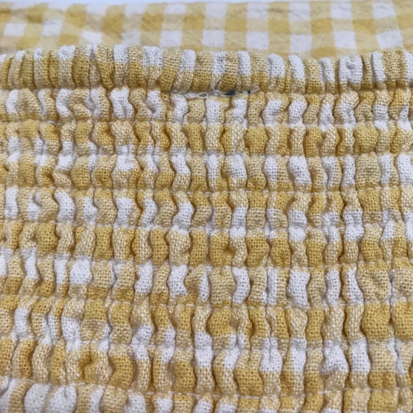 Old Navy Square Neck Linen Blend Mini Dress Yellow Gingham M Petite - Picture 10 of 16